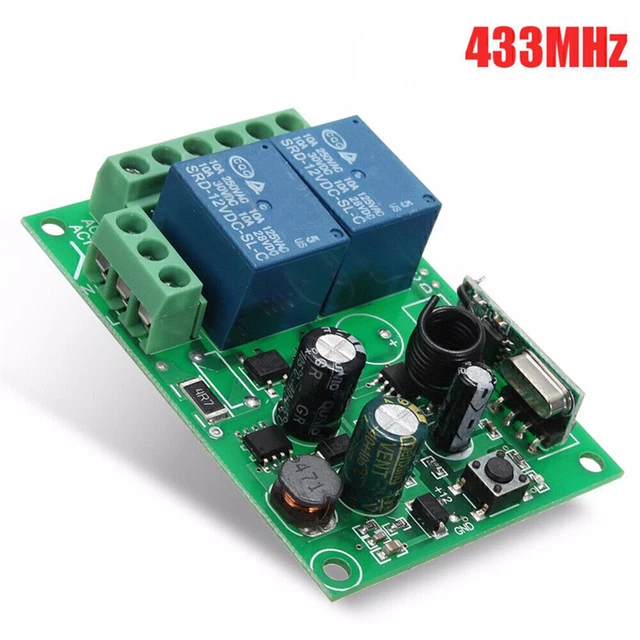 433MHz 2CH Channel AC 220V Wireless RF Relay Remote Control Switch Receiver 10A