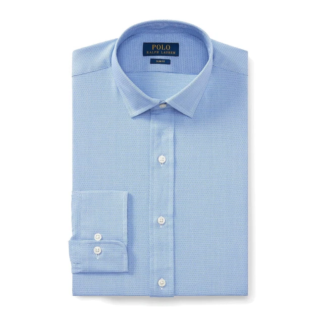 Polo Ralph Lauren Mens Slim Fit Patterned Dobby Dress Shirt (16.5, Azure) $125