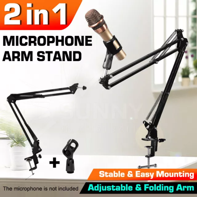 Pro Mic Microphone Suspension Boom Arm Desktop Stand Holder Mount for Broadcast