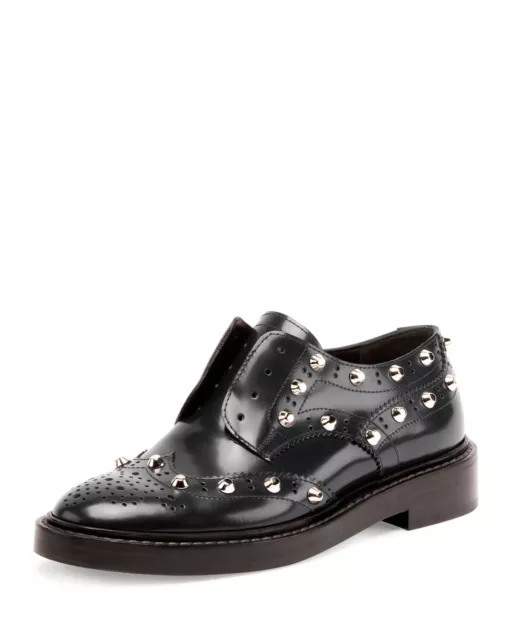 Balenciaga Studded Wing-Tip Derby Loafer, Blue Obscur Size 38.5 MSRP: $995