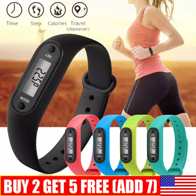 Wrist Watch Fitness Tracker LCD Digital-Pedometer Walking Step Calorie Counter
