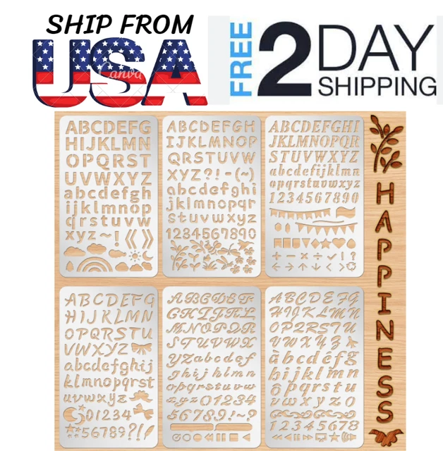 6 PCS MIXED Letter Number Metal Stencils Plant Wood Burning Stencils