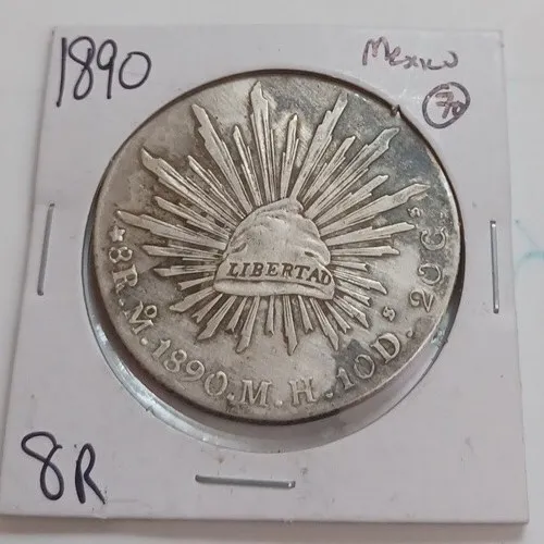 1890-Mo Mexico 8 Reales Silver A.M. coin - Ch AU Details Free Shipping