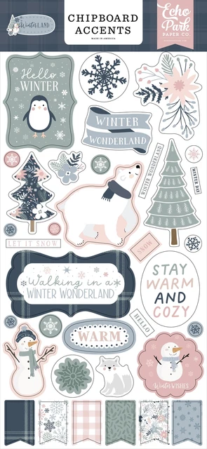 Chipboard Echo Park 6""X13" - acentos, Winterland TL333021