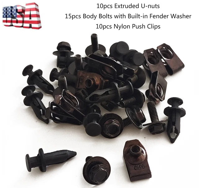 35 Pcs Body Bolts U-Nut Clips M6 Engine Under Cover Splash Shield Guard Retainer 35 Pcs Body Bolts U-Nut Clips M6 Engine Under Cover Splash Shield Guard Retainer