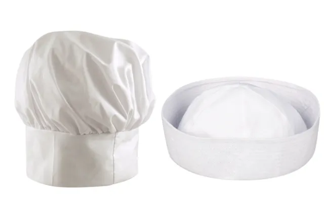 ADULTS WHITE Chef's Hat Doughboy Fancy Dress Party Cook Hats Costume ...
