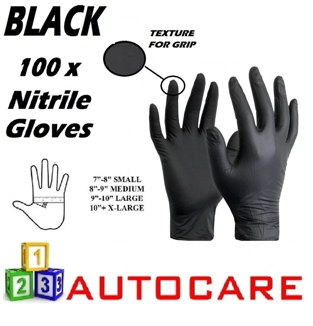 100 x EXTRA LARGE Tough BLACK Nitrile STRONG Tattoo Mechanic Work Gloves XL