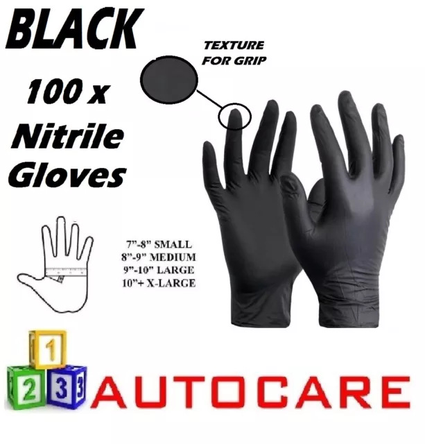 100 x SMALL Tough BLACK Nitrile STRONG Tattoo Mechanic Disposable Gloves S