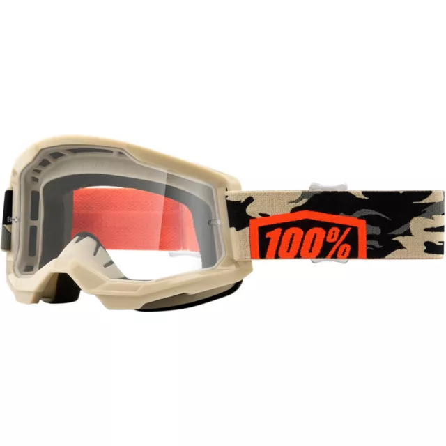 100% MX Percent Strata 2 Kombat Clear Off Road Dirt Bike Goggles