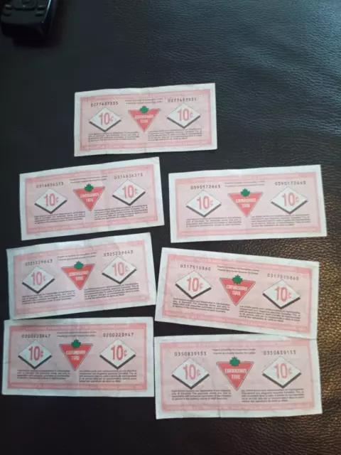 Lot of 7 CTC Canadian Tire Money Coupons from Canada 10 cents 2
