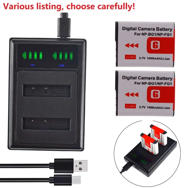 NP-BG1/FG1 Batteria o caricabatterie per Sony CyberShot DSC-W300 DSC-W50 DSC-W55 W70