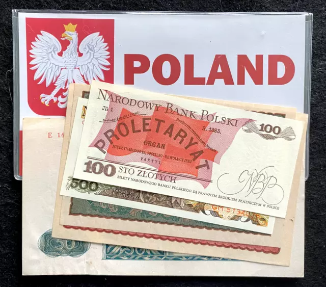 Poland : Five Historical Polish Banknotes COA & History Included