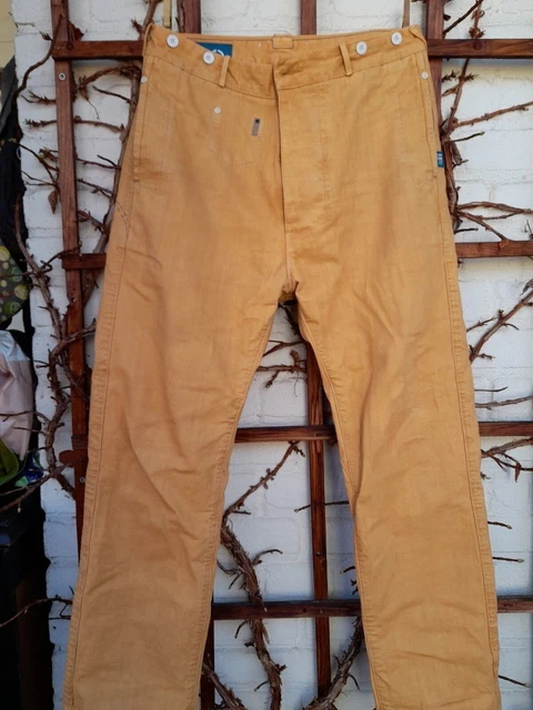 G-Star men 30/32 organic raw Denim geknöpft orange gelb Hosenträger Jeans Hosen