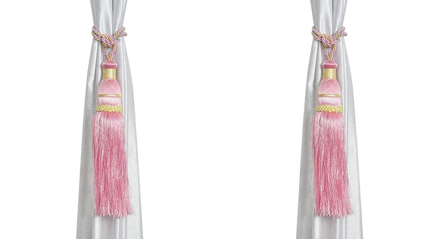Beautiful Polyester Tassel Rope Curtain Tieback color Pink Lace set of 2 Pcs