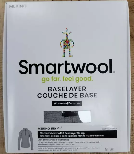 Smartwool Women's Base Layer Classic Merino 150 1/4 Zip Light Gray Size M