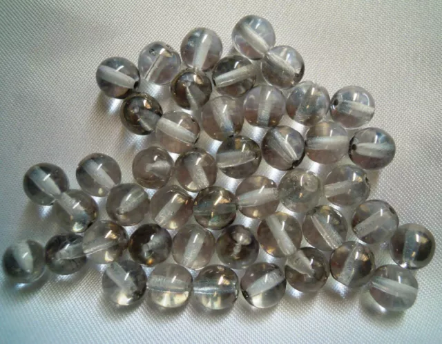 40 Böhmische Glasperlen  Kristallklar-Grau AB  ca 8  mm  #  110