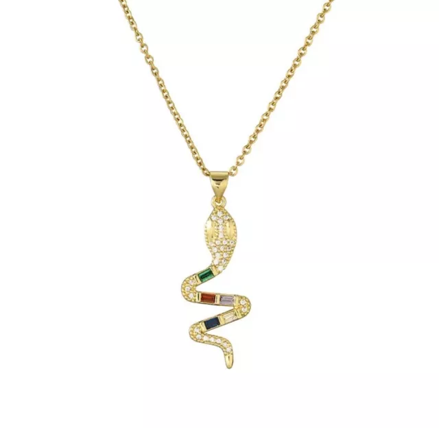 Halskette mit Schlangen Anhänger 18k vergoldet Geschenkidee