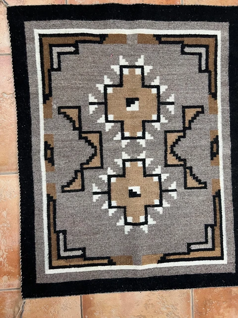 VINTAGE TWO GRAY HILLS INDIAN WEAVING circa 1970's 33" by 27" EXCELLENT