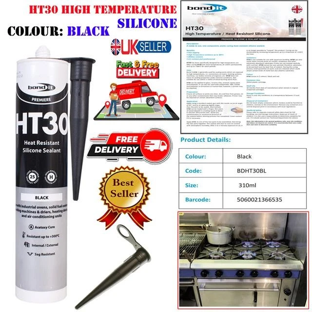 HT Flexseal 300 Black Silicone Sealant (Heat Resistant) Cartridge