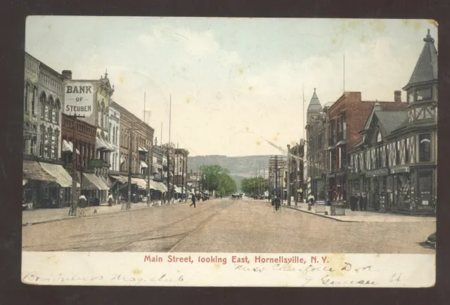 Hornellsville New York Ny Downtown Main Street Scene Vintage Postcard