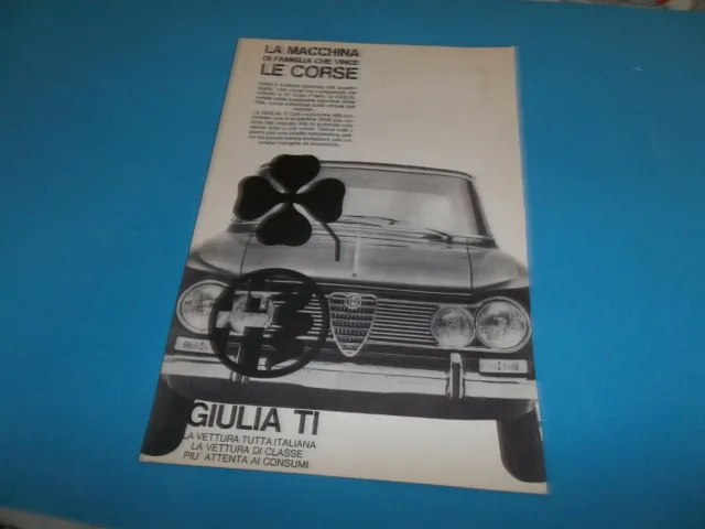 Pubblicita'  1964 Alfa Romeo Giulia  Ti Quadrifoglio Corse  Advert Werbung