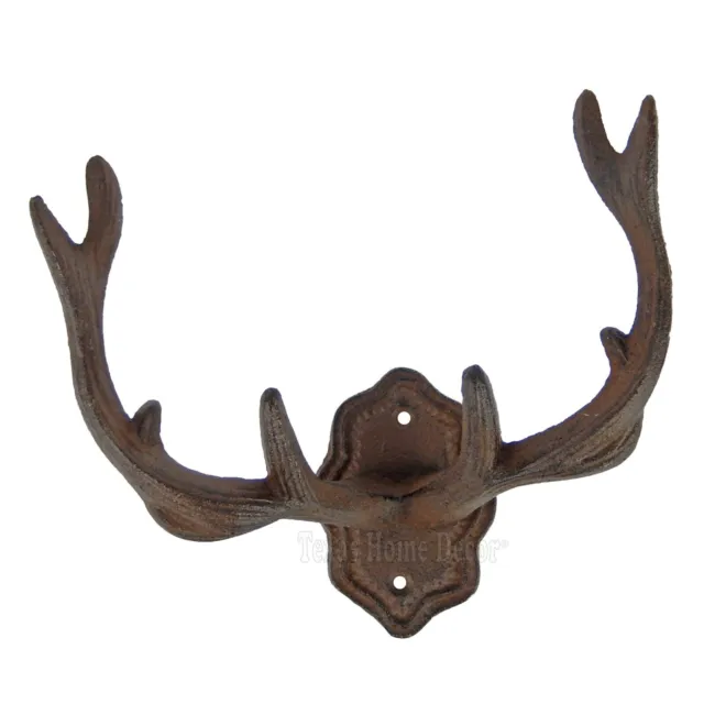 Antler Coat Rack Cast Iron Cowboy Hat Hook Wall Mounted Rustic Antique Style