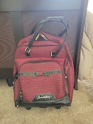 Samantha Brown Embossed Rolling 21” Carry-It-All Bag Maroon/Black As Pictured