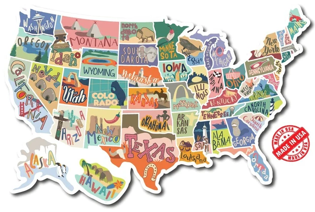 RV State Sticker Travel Map of United States, Camper Accessories, RV States Visi