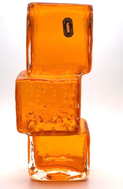 1960s Genuine Authentic Whitefriars Tangerine Drunken Bricklayer Vase G.Baxter