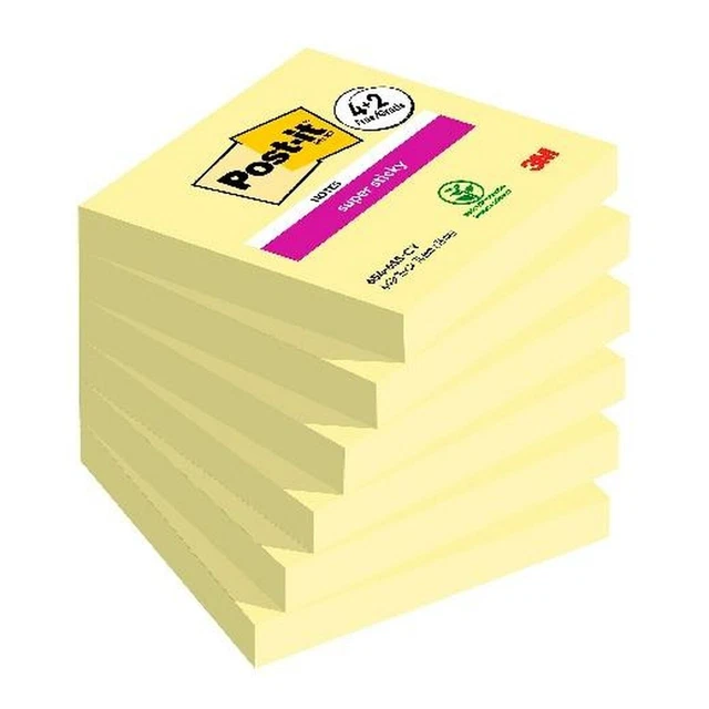 Haftnotizen Post-it Super Sticky 90 Bettlaken 76 x 76 mm Gelb 6 Stücke