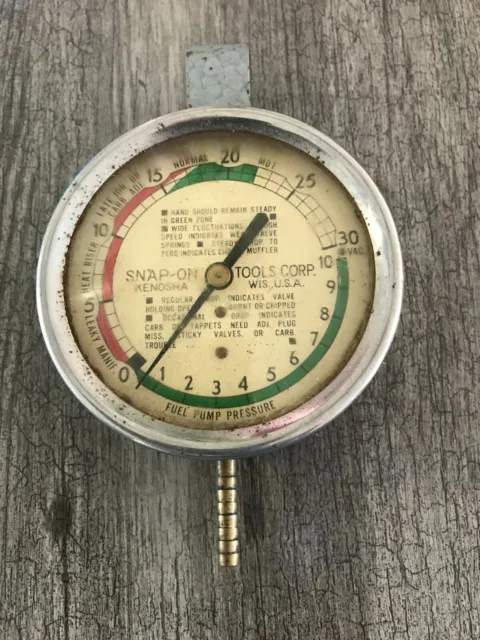 Vintage Snap On Fuel Pump Pressure Gauge Only Kenosha Not Tested