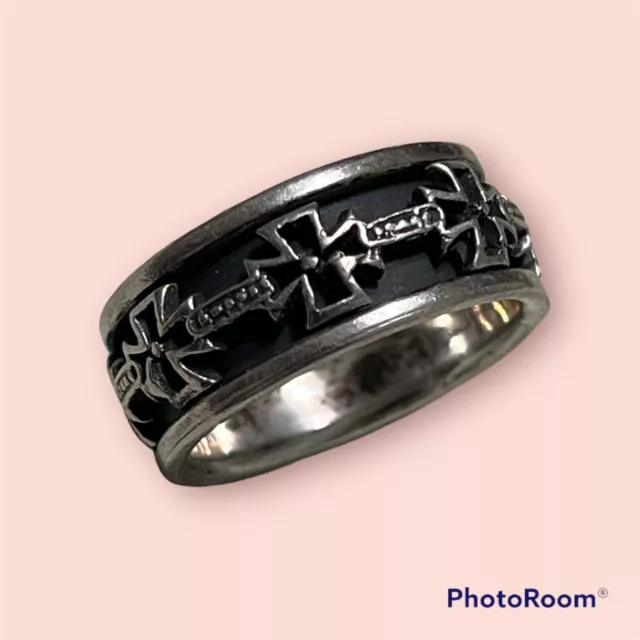 vintage sterling 925  Ring With Maltese Crosses Size 9.5