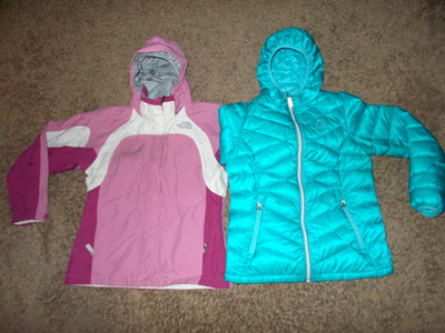 NORTH FACE Aqua Blue 3 n 1 ski manteau 