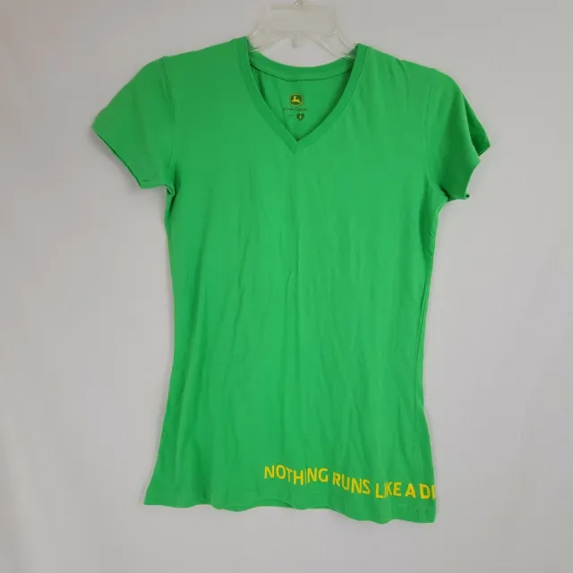 John Deere Fitted Women's T Shirt, Nothing Runs Like A Deere, Green, NWOT