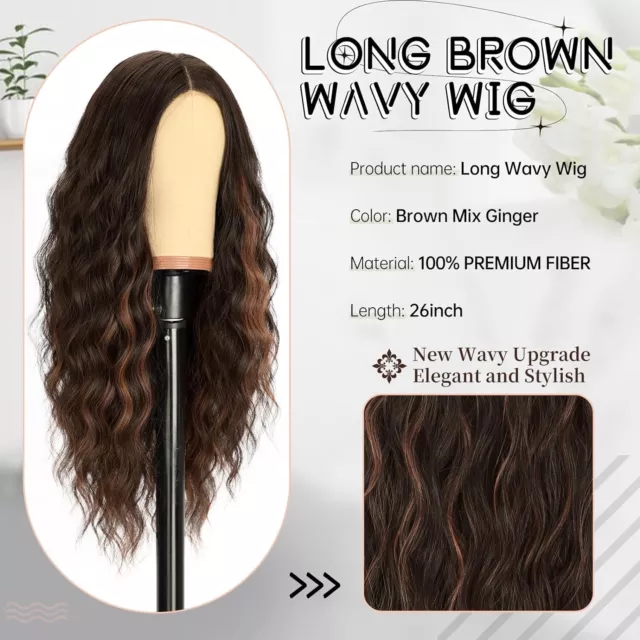 Two tone wavy brown and ginger long hair 26 inch wig