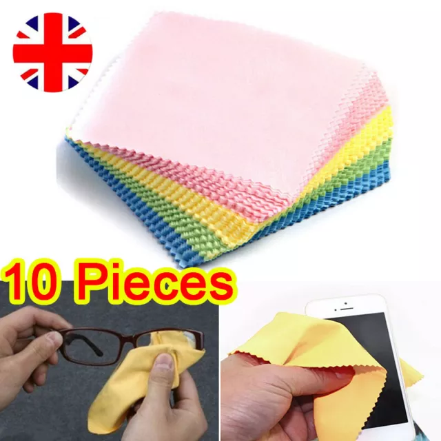 10 Pack Premium Microfiber Cleaning Wipe Cloths for Lens DSLR Glasses TV Screen