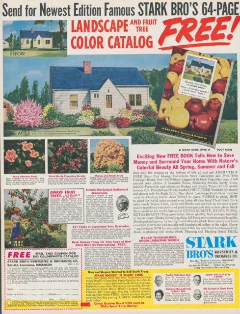 1953 Stark Bros Nurseries Orchards Landscape Catalog Offer Vtg Print Ad BH2