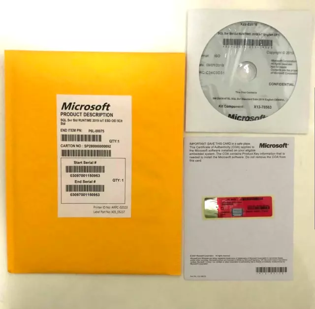 Microsoft SQL Server 2019 Standard Keycard 5 CALS - Global - X13-78563