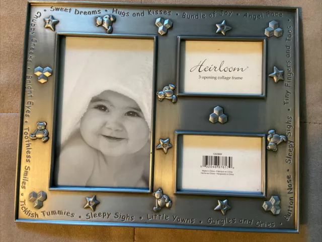 Heirloom Picture Frame Baby Nite Nite Sleep Tight Holds 3 Photos