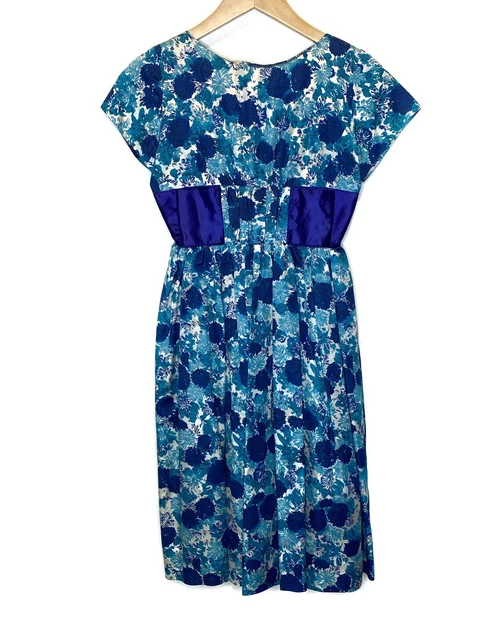 Vintage 1960s Handmade Pin Up Rockabilly Floral Dress Womens Size 6/8 A-line