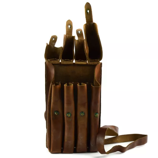 Original Yugoslavia Serbian army pouch M65 leather ammo 4 cell magazine case mag 3