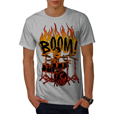 Wellcoda batterista Scheletro Da Uomo T-shirt, la riproduzione di design grafico stampato T-shirt