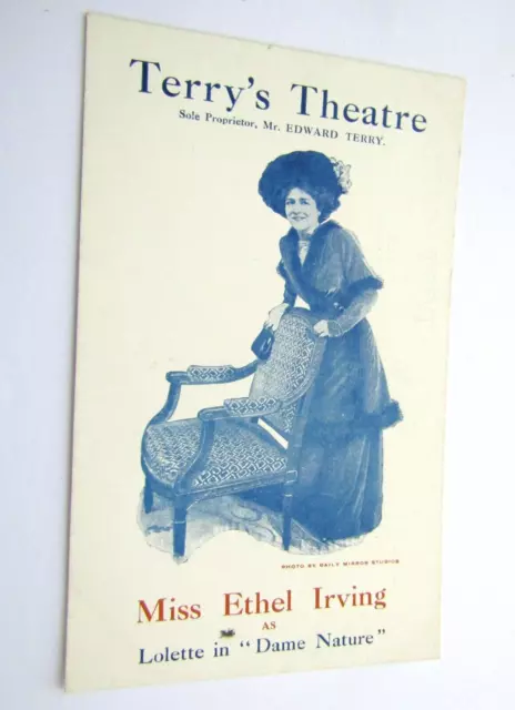 Terry's Theatre / Miss Ethel Irving - Old West End / London Advertising Postcard