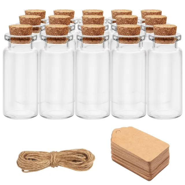 BELLE VOUS 64 Pack Mini Botellas de Vidrio con Corcho, Etiquetas y Cuerda - 13ml