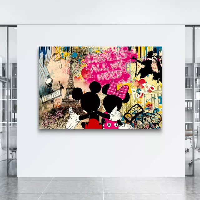 Leinwandbild Mickey Minnie Love Is All You Need Paris Liebe Love Wand Bilder