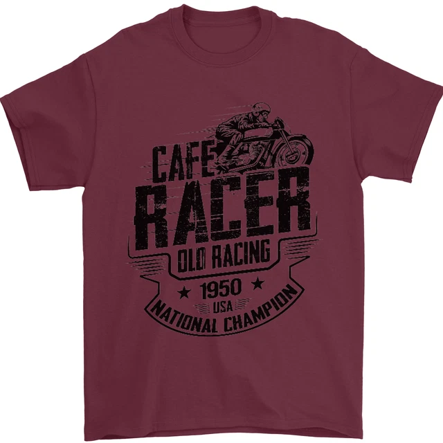 T-shirt da uomo Cafe Racer Old Racing Motorcycle Biker 100% cotone 2