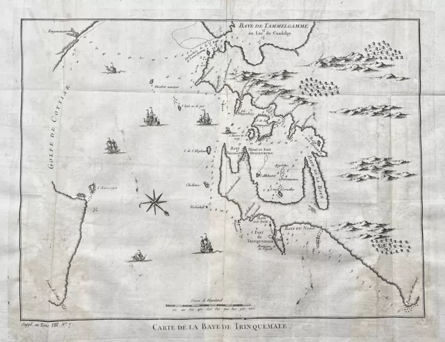 Trincomalee Sri Lanka Indien India Asien Asia Karte map Kupferstich Bellin 1750