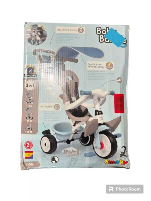 Smoby - Baby Balade Plus blau Mitwachsendes Kinderdreirad mit Schubstange B-Ware