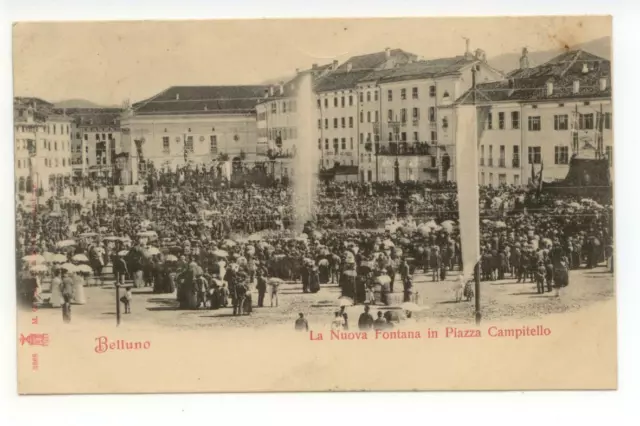 Cartolina Belluno La Nuova Fontana in Piazza Campitello 1900 viaggiata