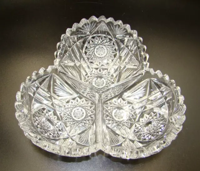 ABP Libbey Cut Glass 3 Part Relish Bowl